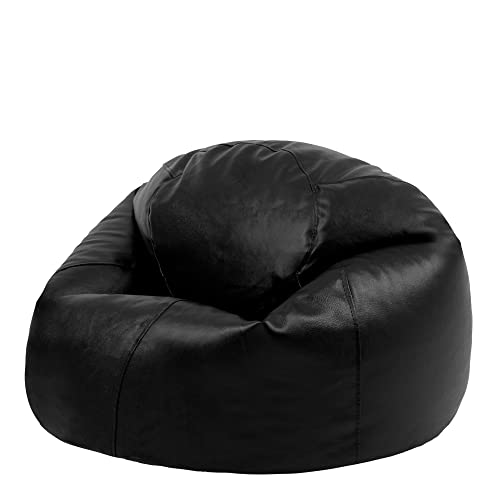 Bean Bag Bazaar Klassischer Sitzsack aus Kunstleder, Schwarz, Sitzsack Erwachsene mit Füllung,...*